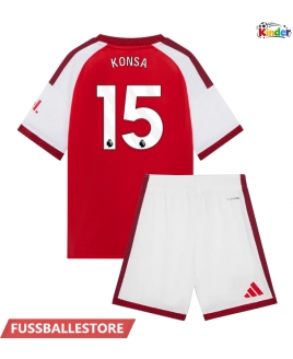 Günstige Arsenal Ezri Konsa #15 Heimtrikotsatz Kinder 2026-27 Kurzarm (+ Kurze Hosen)